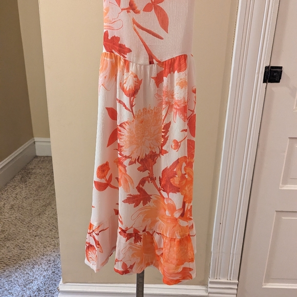 Crazy 8 white with orange floral print maxi dress size 10 - Picture 4 of 8